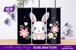 Cute easter bunny with flowers illustration tumbler png Product Image 1