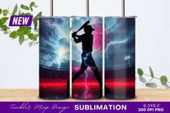 Baseball Player Silhouette Lightning Storm Dramatic Tumbler Product Image 1