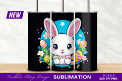 Cute easter bunny with painted eggs illustration tumbler png Product Image 1