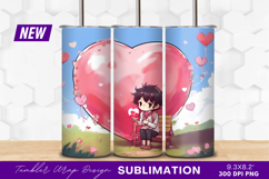 Anime boy with heart in romantic setting Tumbler Product Image 1