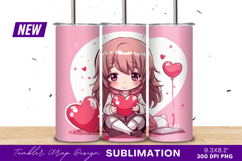 Anime girl holding heart tumbler png design Product Image 1