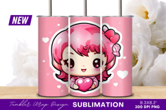 Cute chibi girl holding heart tumbler png Product Image 1