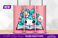 Cute girl reading book tumbler png Product Image 1