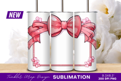 Pink bow floral frame tumbler png Product Image 1