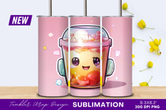 Cute boba tea drink tumbler png Product Image 1