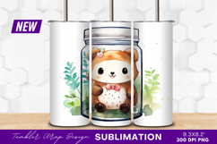 Cute bear in jar watercolor style tumbler png Product Image 1