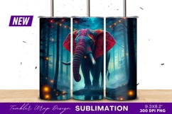 Psychedelic Elephant In Enchanted Forest Tumbler Png Product Image 1