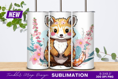 Cute floral raccoon illustration for tumbler png Product Image 1