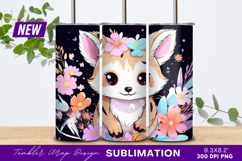 Adorable cartoon fox with flowers tumbler png Product Image 1