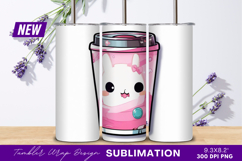 Pink drink with bunny tumbler png Product Image 1
