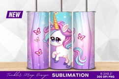 Cute Unicorn With Butterflies Digital Art Tumbler Png Product Image 1