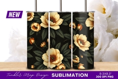 Vintage Floral Pattern With Yellow Flowers tumbler png Product Image 1
