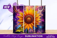 Vibrant Sunflower Against Cosmic Swirls Background Tumbler Product Image 1