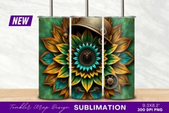 Steampunk sunflower with hat and gears tumbler png Product Image 1