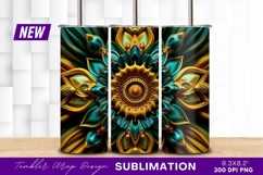 Golden and teal ornate floral design Tumbler Png Product Image 1