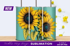 Group of sunflowers on a blue background Tumbler Png Product Image 1