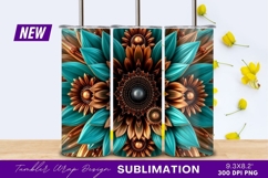 Steampunk flower art with teal and bronze Tumbler Png Product Image 1