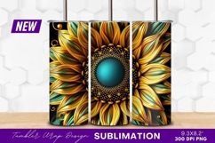 Decorative gold sunflower artistic illustration tumbler png Product Image 1