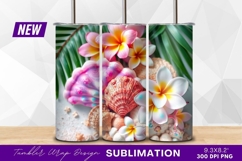Plumeria flowers with seashells tumbler png Product Image 1