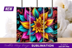 Vivid abstract flower art on black background tumbler png Product Image 1