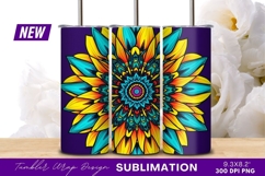 Colorful ornamental flower mandala tumbler png Product Image 1