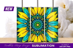 Colorful sunflower mandala digital art tumbler png Product Image 1