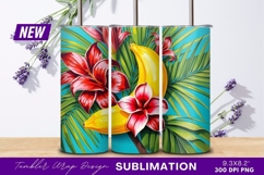 Banana with tropical flowers and palm leaves tumbler png Product Image 1