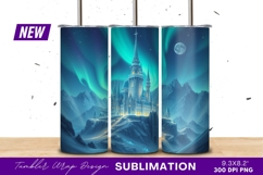 Winter castle aurora borealis moon tumbler png Product Image 1
