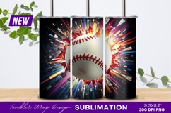 Baseball impact with shattered glass tumbler png Product Image 1