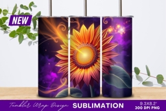 Cosmic sunflower with abstract sky background tumbler png Product Image 1