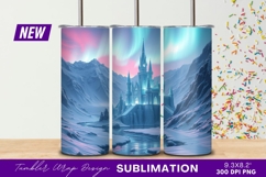 Ice castle under aurora borealis in winter tumbler png Product Image 1