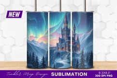 Winter castle aurora borealis dreamscape tumbler png Product Image 1