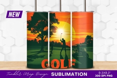 Golfers playing at sunset on a beautiful course tumbler png Product Image 1