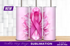 Pink ribbon on petals tumbler png Product Image 1