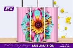 Breast cancer awareness sunflower and butterflies tumbler Product Image 1