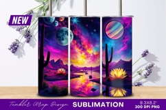 Surreal Desert Landscape With Planets And Nebula Tumbler Product Image 1