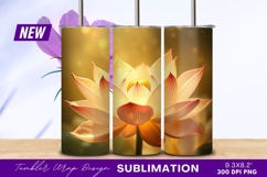 Elegant lotus flower glowing golden light tumbler png Product Image 1
