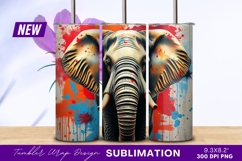 Colorful elephant art with paint splatters tumbler png Product Image 1