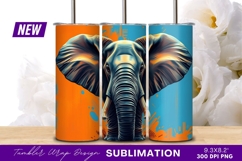 Vibrant elephant illustration with grunge background tumbler Product Image 1