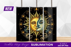 Sun and moon celestial face design tumbler png Product Image 1