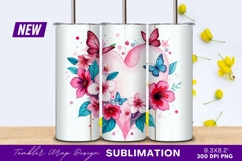 Heart With Flowers And Butterflies Tumbler Png Product Image 1