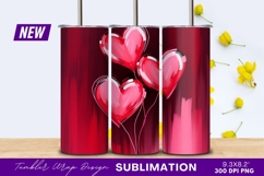 Abstract Pink Heart Balloons Tumbler Png Product Image 1