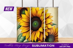Sunflower illustration bright yellow floral Tumbler Product Image 1