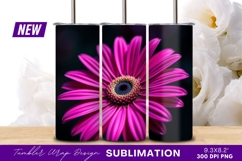 Vibrant pink gerbera daisy flower closeup tumbler png Product Image 1