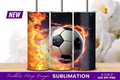 Soccer ball engulfed in flames and water tumbler png image Product Image 1