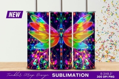 Psychedelic dragonfly vibrant colors abstract tumbler png Product Image 1