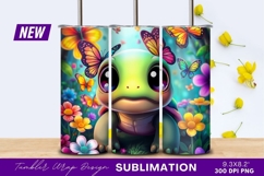 Cute turtle with butterflies and flowers tumbler png Product Image 1