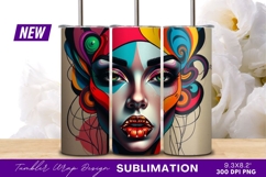 Vibrant Woman Portrait With Abstract Style Tumbler Product Image 1