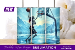 Skeleton playing basketball winter mountain tumbler Product Image 1