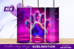 Neon paw print tumbler png design Product Image 1